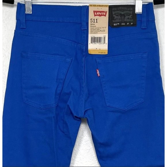 LEVI'S 511 Boys SIZE 14 Regular (27x27) Slim Fit Stretch Royal Blue JEANS NWT - Picture 3 of 4